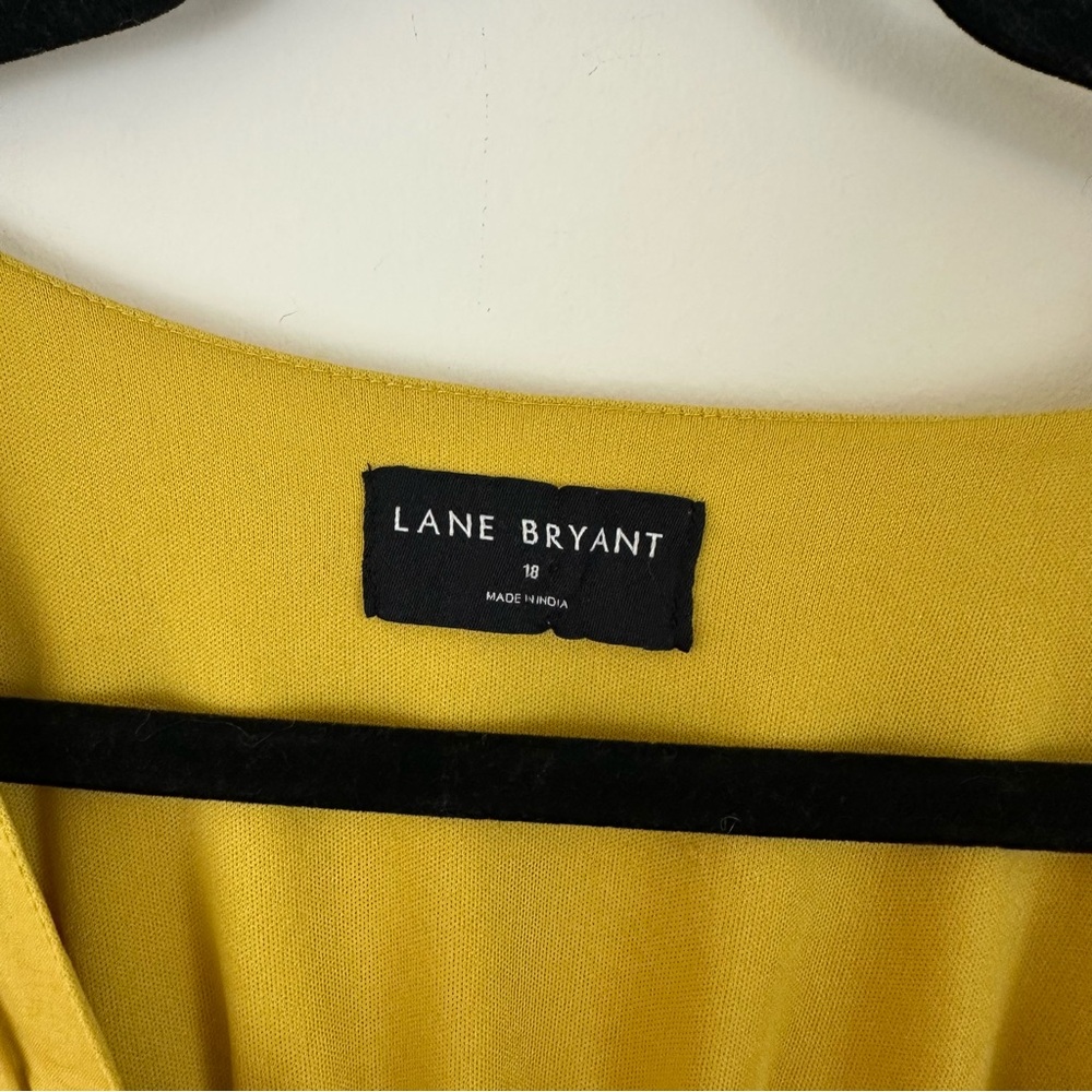 Lane Bryant Mustard Yellow Flutter Sleeve Midi Length Dress Size 18 Women's - Picture 4 of 5